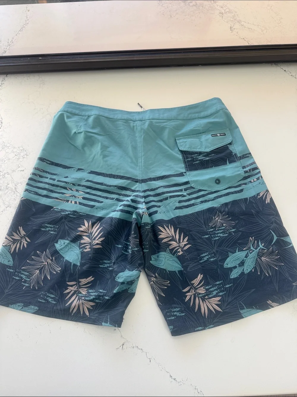 Salty Crew Teal & Navy Tropical Fish Board Shorts
